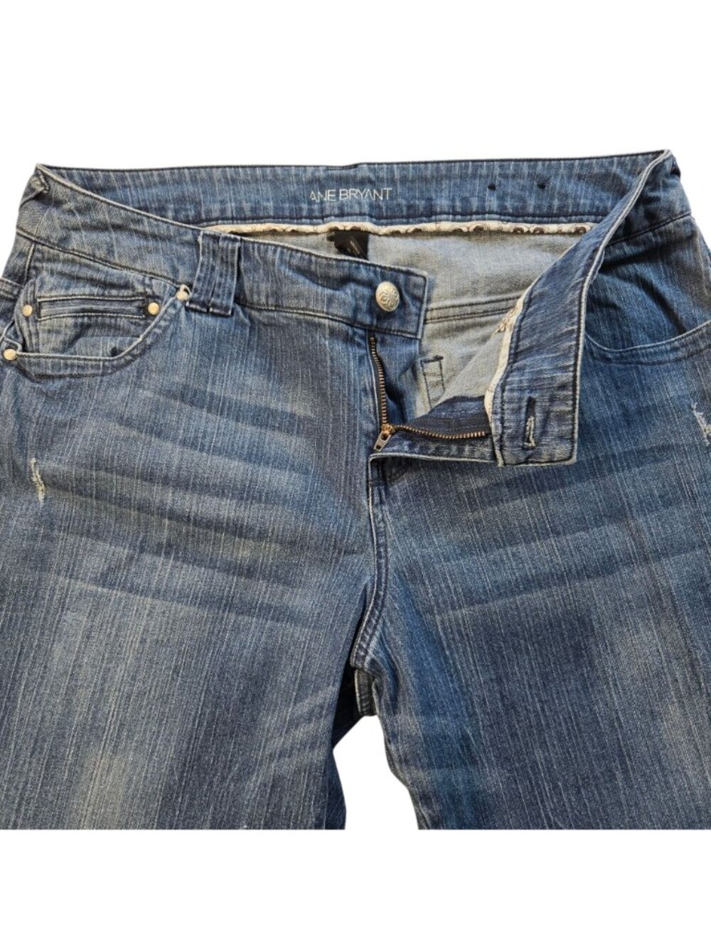 Lane Bryant Womens Embroidered Denim Jeans Distressed Medium Wash Size 20 Averag - Picture 5 of 16